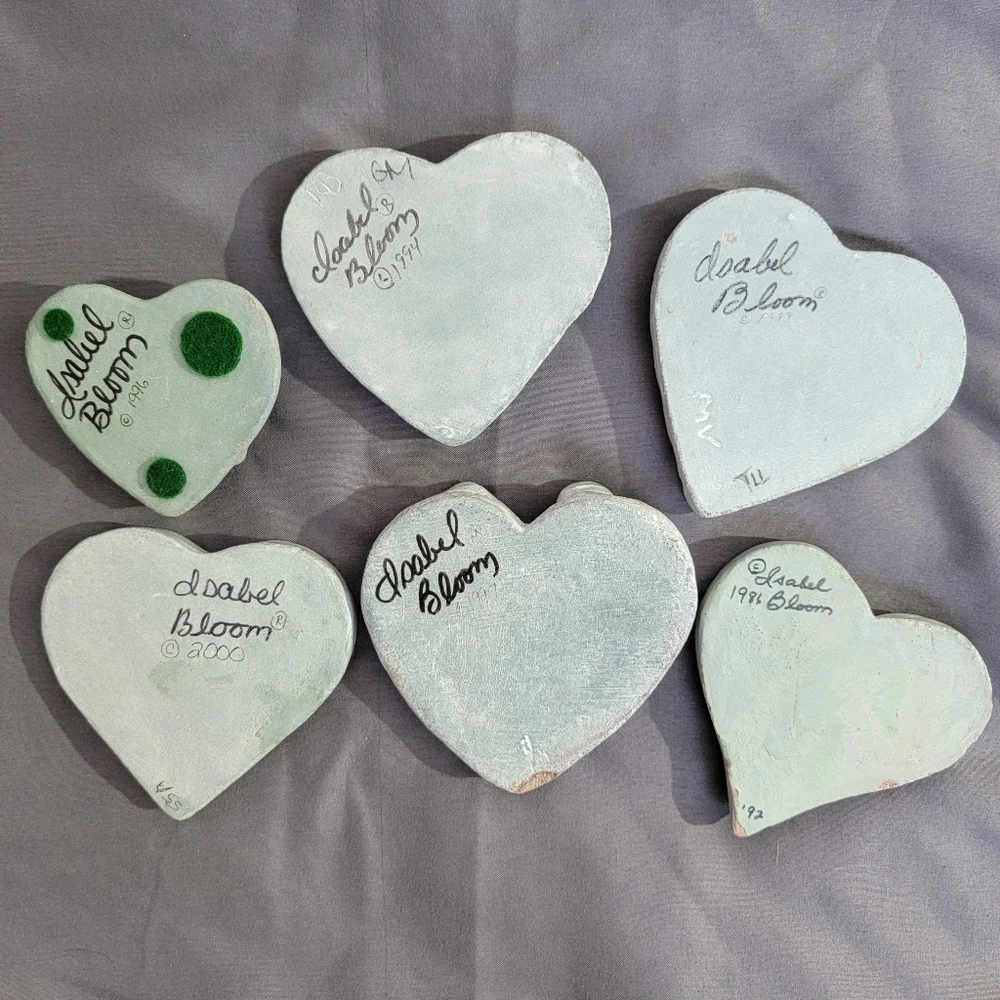 Isabel Bloom Set Of 6 Vintage All Signed Concrete Decorative Hearts